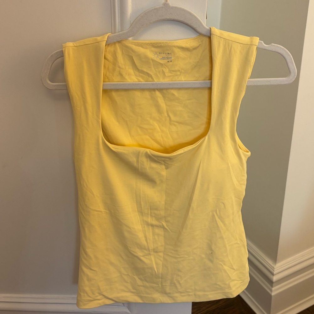 aerie Bright Yellow Square Neck Tank